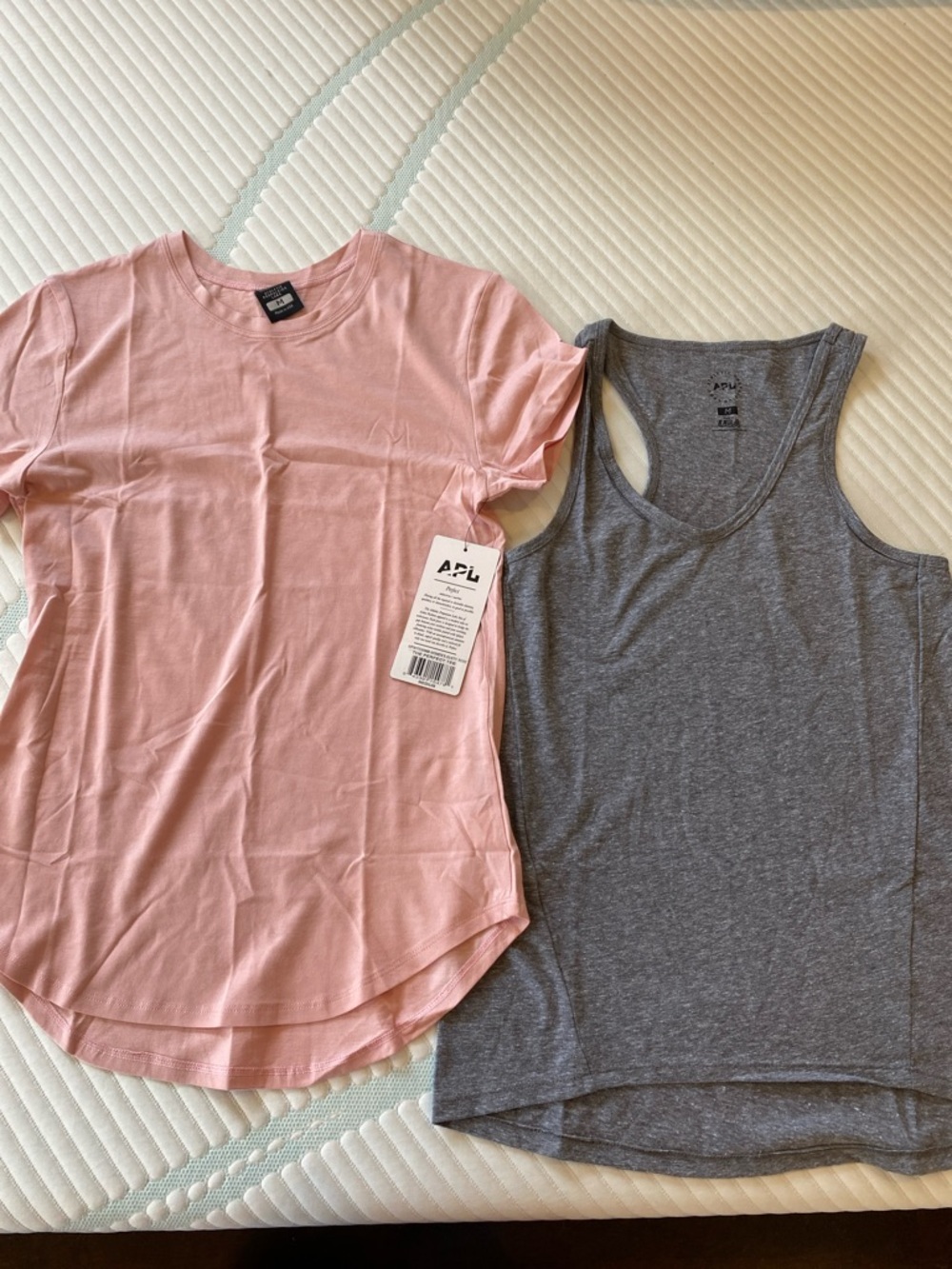 Bundle of 2 APL Women's Pink Short Sleeve Crew Tee & Gray Racerback Tank